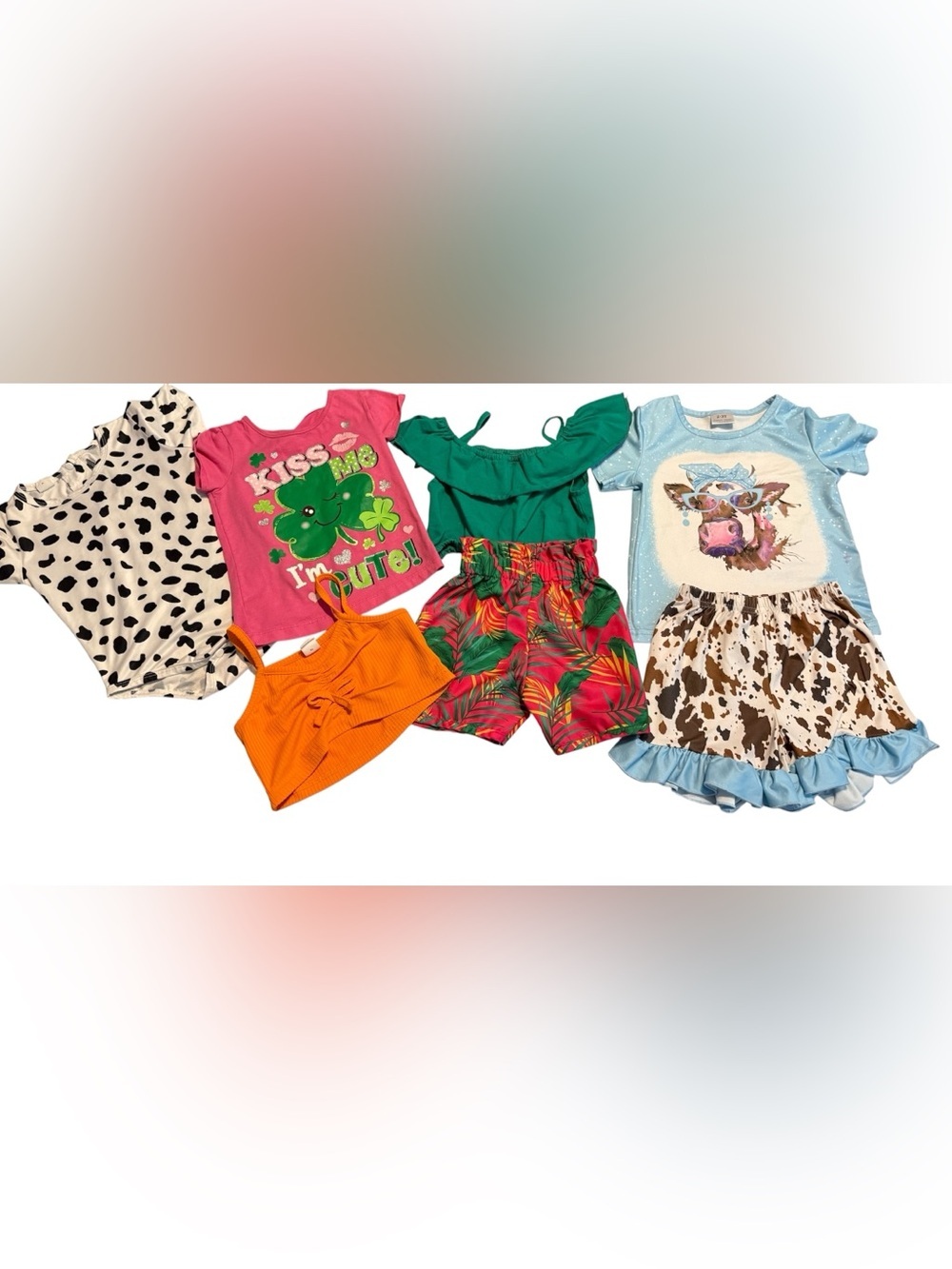 Girls 3T Cow Print Tropical Boutique Outfit Bundle